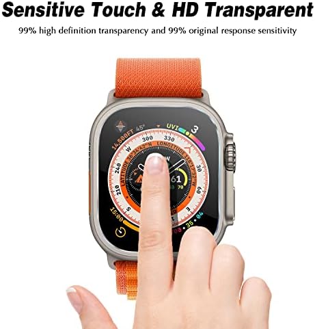 [4 חבילות] מגן מסך זכוכית מחוסמת תואם ל- Apple Watch Ultra 49 ממ, HD Clear 9H קשיות [ללא בועלת] אנטי-שריטה